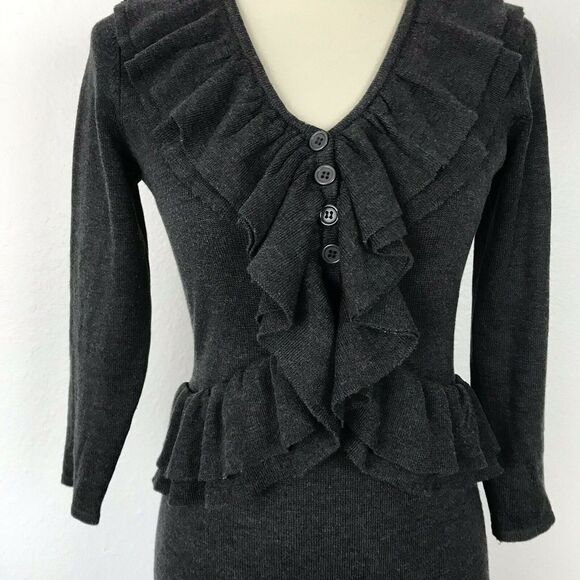 Calvin Klein Stretch Ruffled Button Front Sheath Dress - Picture 2 of 8